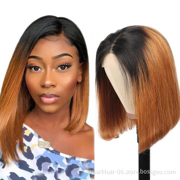 8"10"12"14"16" Inches 100% Cuticle Aligned Peruvian Human Hair HD Lace Front Short Middle/Free Part Bob Wig For Black Women